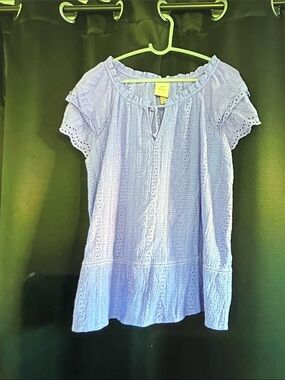 Knox Rose Lavender Eyelet Peasant Blouse